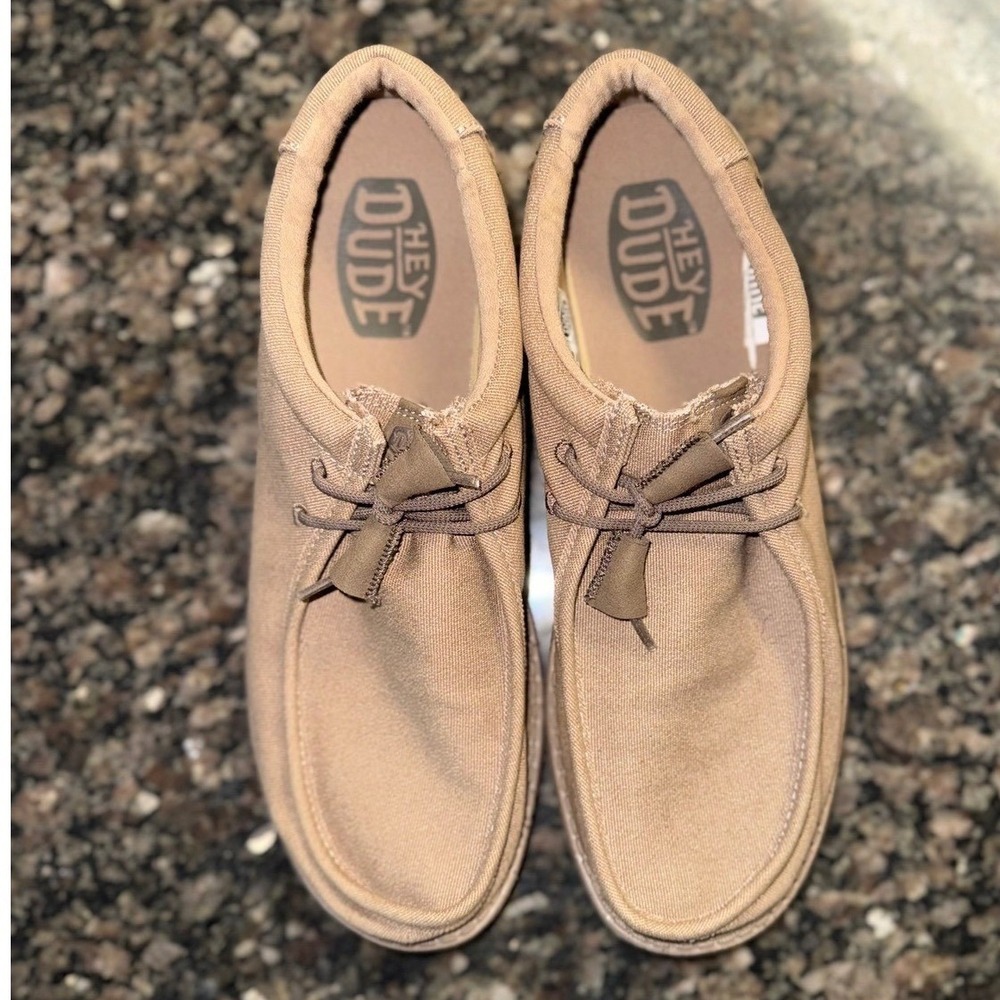 Hey Dude Wally Canvas Mono Brown Slip On Loafers Mens 12